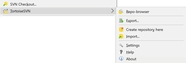 The TortoiseSVN menu for unversioned folders