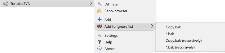 Explorer context menu for unversioned files